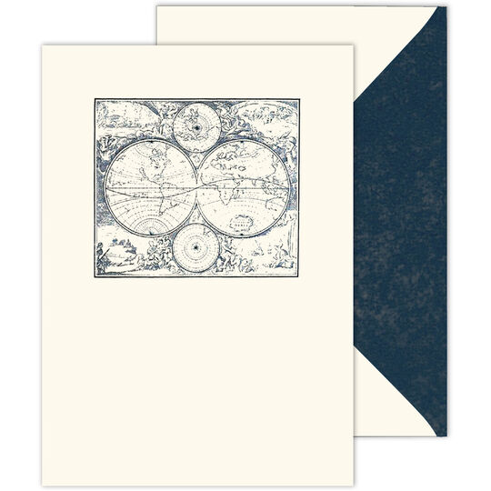 Geographical Orbs Folded Note Cards with Inside Imprint